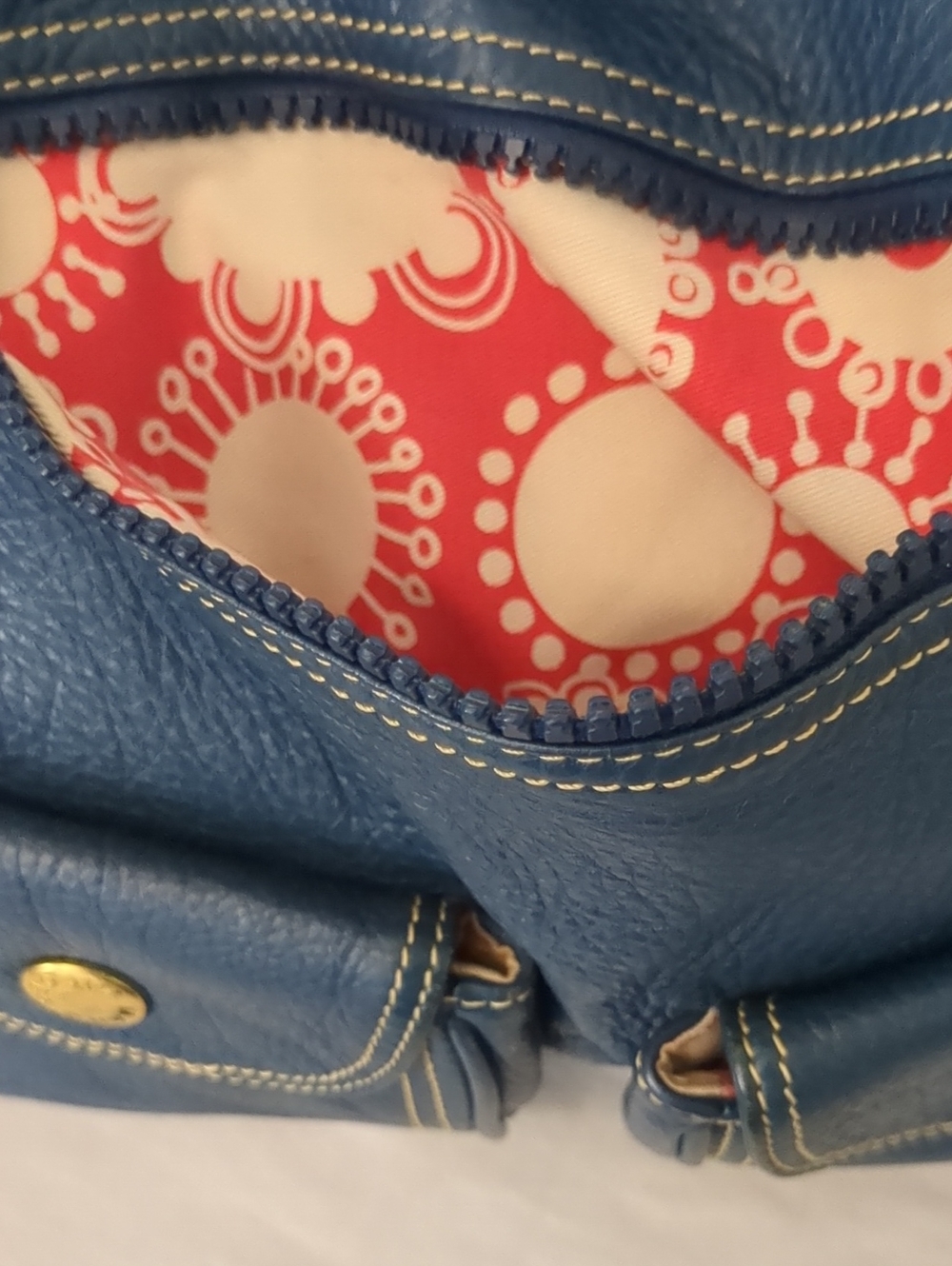 Vintage Y2k Marc Jacobs Blue Leather W Brass Hardware… - Gem